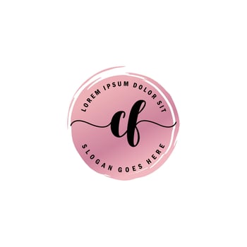 CF Initial Letter handwriting logo with circle brush template vector