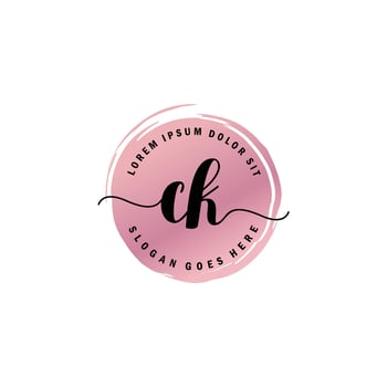CK Initial Letter handwriting logo with circle brush template vector