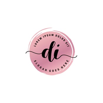 DI Initial Letter handwriting logo with circle brush template vector