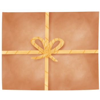 Drawing of brown parcel box with string isolated on transparent background for usage as an illustration and a decorative element png