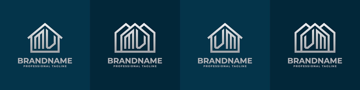 Letter MV and VM Home Logo Set. Suitable for any business related to house, real estate, construction, interior with MV or VM initials. vector