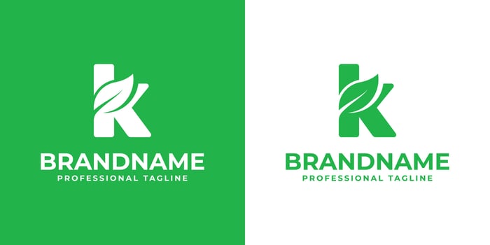 Letter K Leaf Logo, suitable for business related to leaf, nature, plant, ecology, or environment with K initial. vector