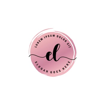 EL Initial Letter handwriting logo with circle brush template vector