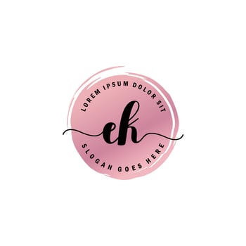 EK Initial Letter handwriting logo with circle brush template vector