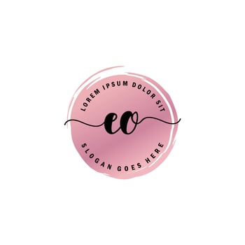 EO Initial Letter handwriting logo with circle brush template vector