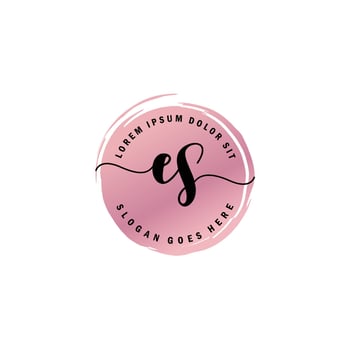 ES Initial Letter handwriting logo with circle brush template vector
