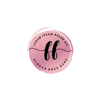 FF Initial Letter handwriting logo with circle brush template vector