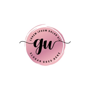 GU Initial Letter handwriting logo with circle brush template vector