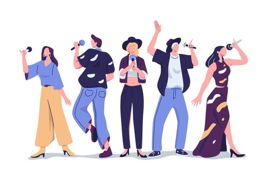 people are singing a song flat style illustration vector design