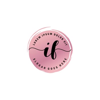 IF Initial Letter handwriting logo with circle brush template vector