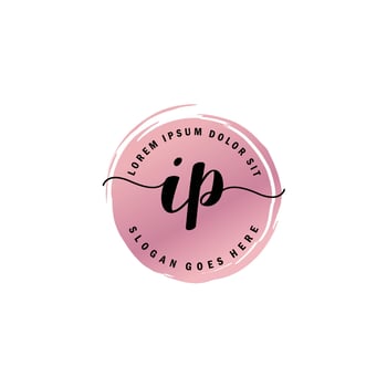 IP Initial Letter handwriting logo with circle brush template vector