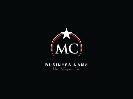 Monogram Circle Mc Luxury Logo, Creative Star MC Logo Letter Icon Vector