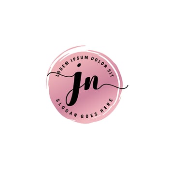 JN Initial Letter handwriting logo with circle brush template vector