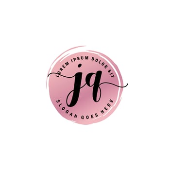 JQ Initial Letter handwriting logo with circle brush template vector