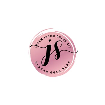 JS Initial Letter handwriting logo with circle brush template vector