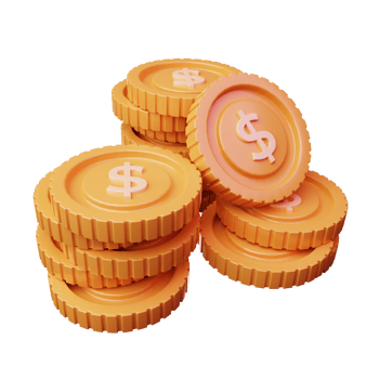 3d Render Dollar Coins Icon Illustration png