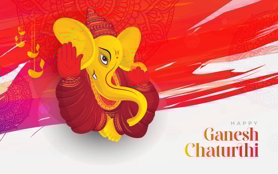 Happy Ganesh Chaturthi Festival Greeting Background Template Vector Illustration