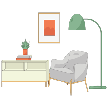 Interior Home Color 2D Illustration png
