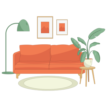 Livingroom Interior Color 2D Illustration png