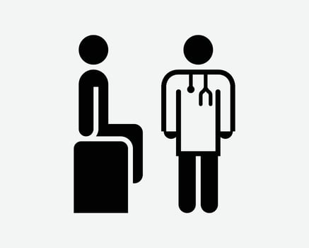 Doctor Visit Icon Patient Consultation Physician Room Care Consult Counseling Health Sign Symbol Black Artwork Graphic Illustration Clipart EPS Vector