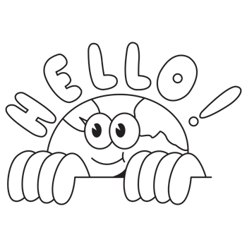 Hello Earth Sticker Pack Outline 2D Illustration png