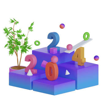Geometric New Years 2024 3D Illustration png
