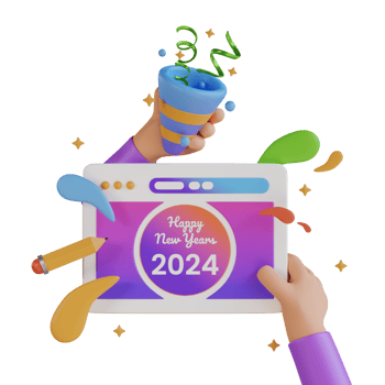 New Years Party 2024 3D Illustration png