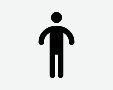 Stick Man Icon. Person Human Man Boy Male Figure Stand Standing Men Bathroom Restroom Sign Symbol Black Artwork Graphic Illustration Clipart EPS Vector