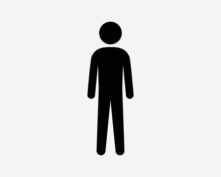 Stickman Icon. Stick Figure Man Person Male Stand Standing Full Body Men Bathroom Sign Symbol Black Artwork Graphic Illustration Clipart EPS Vector