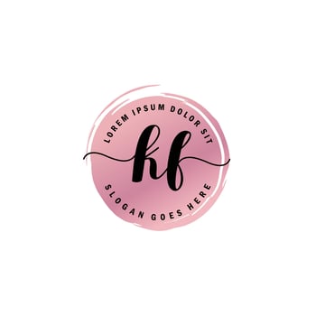 KF Initial Letter handwriting logo with circle brush template vector