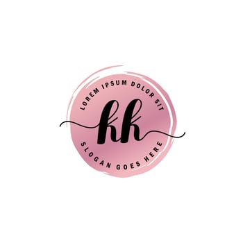 KK Initial Letter handwriting logo with circle brush template vector