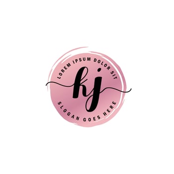 KJ Initial Letter handwriting logo with circle brush template vector