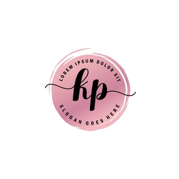 KP Initial Letter handwriting logo with circle brush template vector