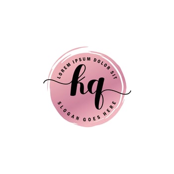 KQ Initial Letter handwriting logo with circle brush template vector