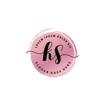 KS Initial Letter handwriting logo with circle brush template vector