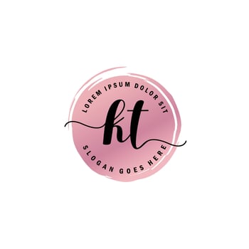 KT Initial Letter handwriting logo with circle brush template vector