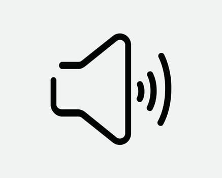 Volume Speaker Line Icon. Media Sound Audio Noise Symbol. Megaphone Loudspeaker Stereo Sign. Black White Vector Graphic Illustration Clipart Cricut