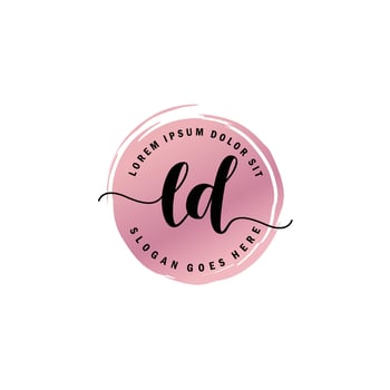 LD Initial Letter handwriting logo with circle brush template vector