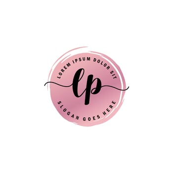 LP Initial Letter handwriting logo with circle brush template vector