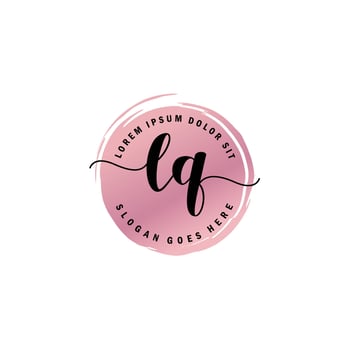 LQ Initial Letter handwriting logo with circle brush template vector