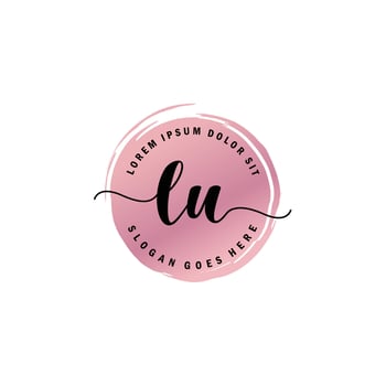 LU Initial Letter handwriting logo with circle brush template vector