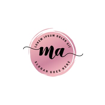 MA Initial Letter handwriting logo with circle brush template vector