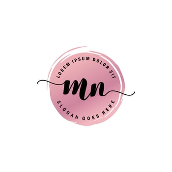 MN Initial Letter handwriting logo with circle brush template vector