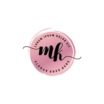 MK Initial Letter handwriting logo with circle brush template vector