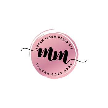 MM Initial Letter handwriting logo with circle brush template vector