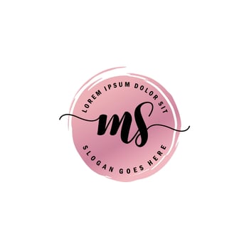 MS Initial Letter handwriting logo with circle brush template vector