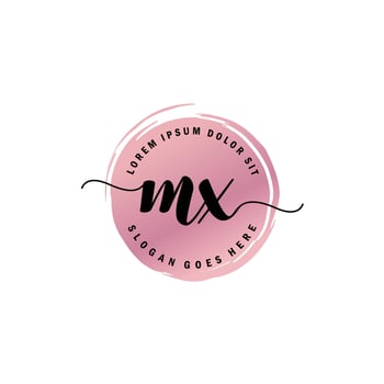 MX Initial Letter handwriting logo with circle brush template vector