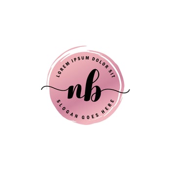 NB Initial Letter handwriting logo with circle brush template vector