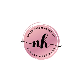 NK Initial Letter handwriting logo with circle brush template vector