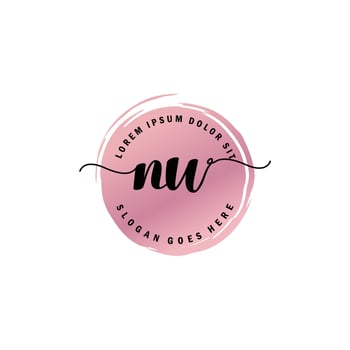 NW Initial Letter handwriting logo with circle brush template vector